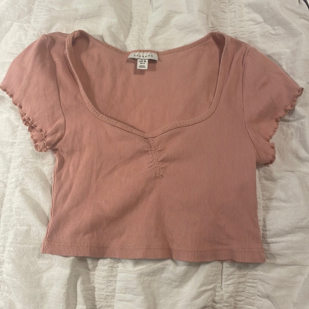 Topshop pink cropped top